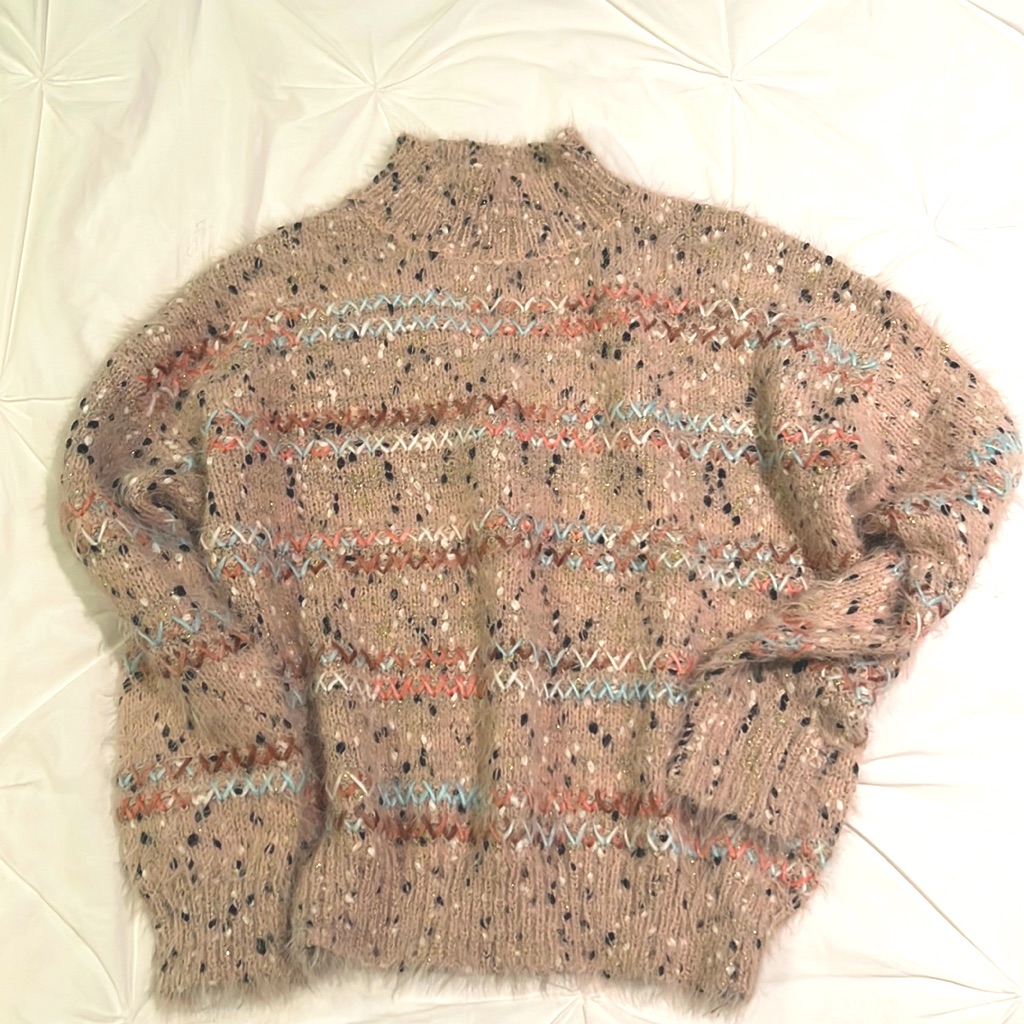 Lulus Fuzzy HandStitched Sweater  Medium